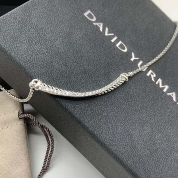 David Yurman Sterling Silver Crossover Bar Pendant Necklace - Picture 5 of 11
